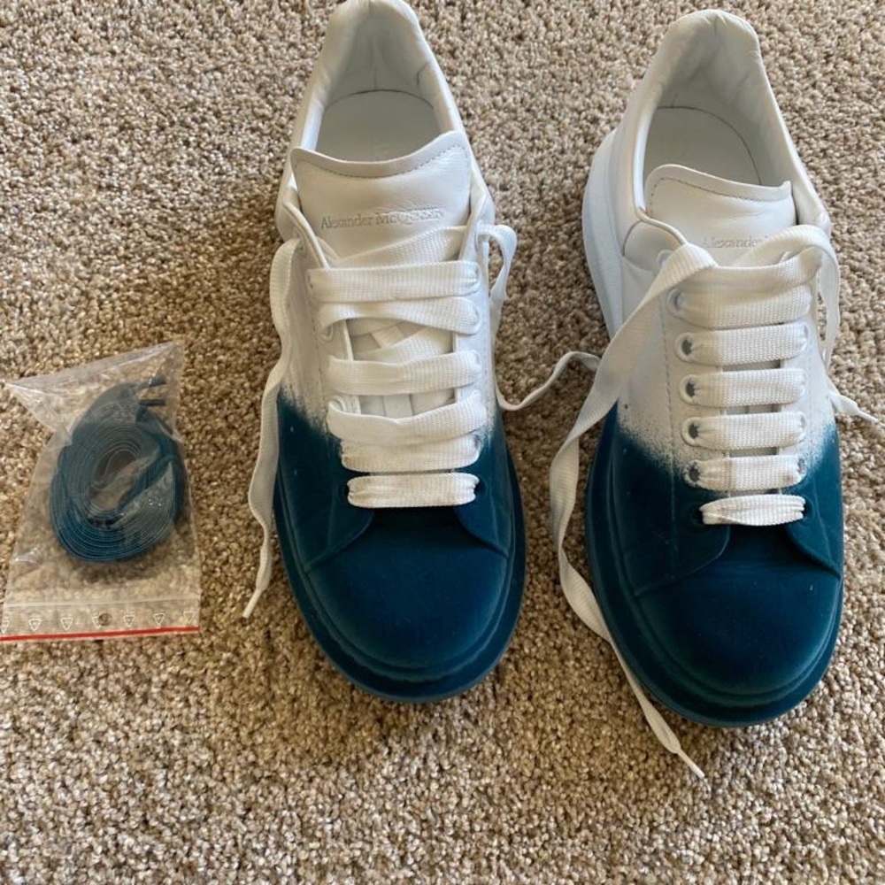 Alexander Mcqueen White & Green Felted Oversized Sneakers